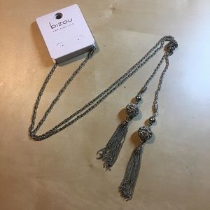 4FOR15$ | BIZOU Silver Long Chained Knot Necklace